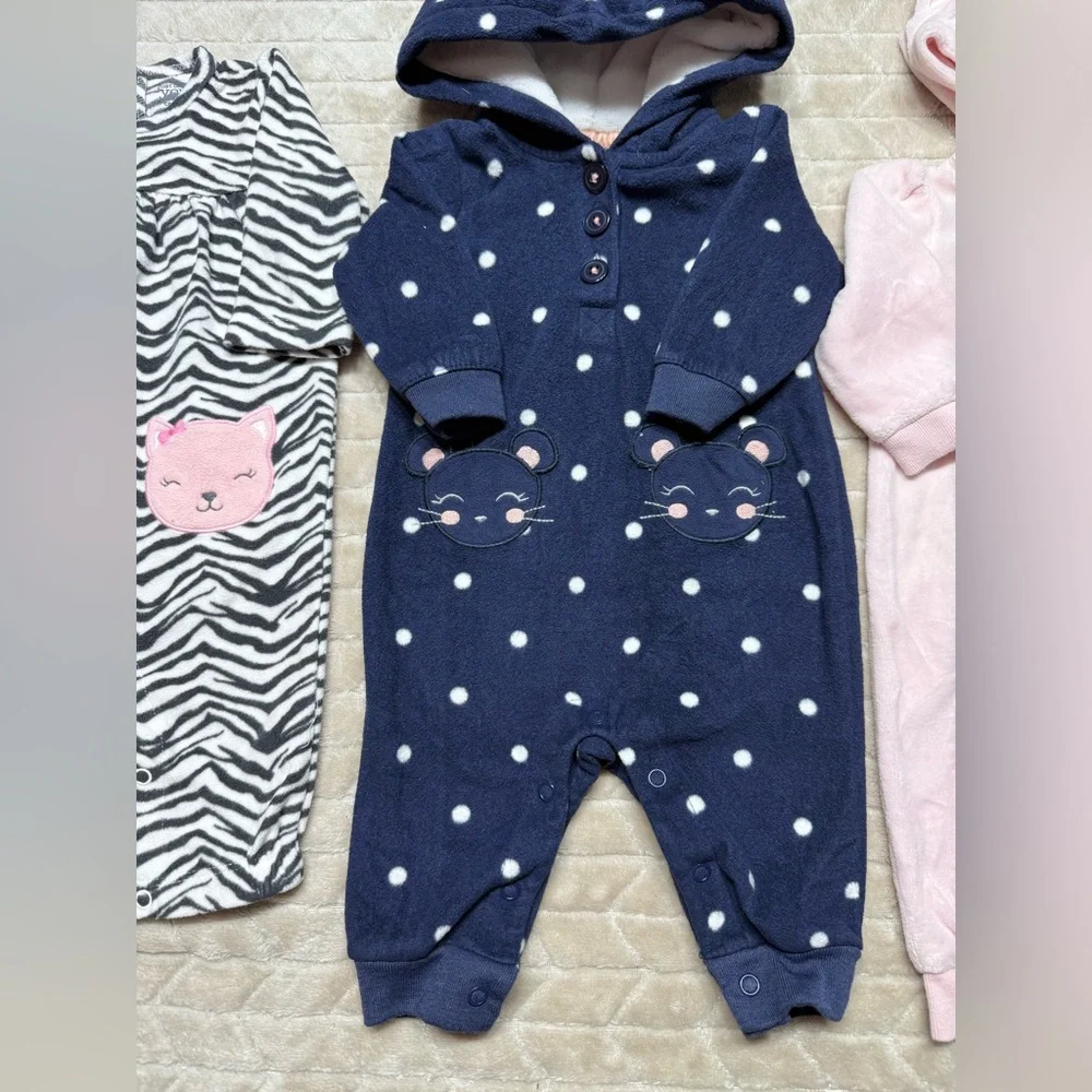 Carter's | Baby Girl Fleece Jumpsuit Bundle | 3M